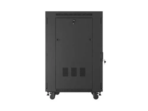 Lanberg FF01-8822-23BL 19" 22U SZÉL:800mm MÉLY:800mm MAG:1239mm lapraszerelt LCD hálós fémajtós fekete álló rack szekrény