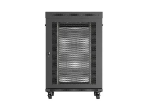 Lanberg FF01-8822-23BL 19" 22U SZÉL:800mm MÉLY:800mm MAG:1239mm lapraszerelt LCD hálós fémajtós fekete álló rack szekrény