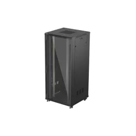   Lanberg FF01-8837-12B 19" 37U SZÉL:800mm MÉLY:800mm MAG:1826mm lapraszerelt üvegajtós fekete álló rack szekrény