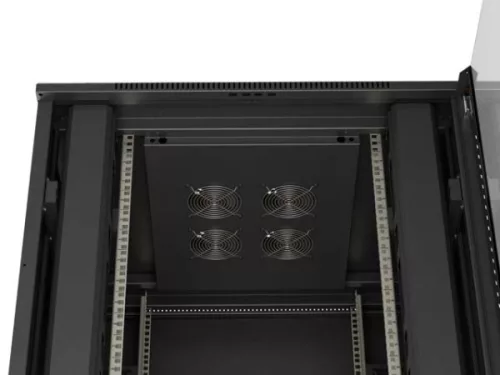 Lanberg FF01-8837-12B 19" 37U SZÉL:800mm MÉLY:800mm MAG:1826mm lapraszerelt üvegajtós fekete álló rack szekrény