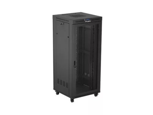 Lanberg FF01-8837-23BL 19" 37U SZÉL:800mm MÉLY:800mm MAG:1721mm lapraszerelt LCD hálós fémajtós fekete álló rack szekrény
