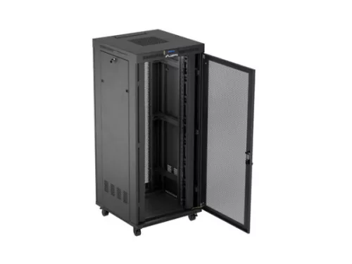Lanberg FF01-8837-23BL 19" 37U SZÉL:800mm MÉLY:800mm MAG:1721mm lapraszerelt LCD hálós fémajtós fekete álló rack szekrény