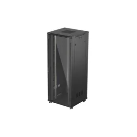   Lanberg FF01-8842-12B 19" 42U SZÉL:800mm MÉLY:800mm MAG:2047mm lapraszerelt üvegajtós fekete álló rack szekrény