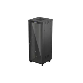   Lanberg FF01-8842-12BL 19" 42U SZÉL:800mm MÉLY:800mm MAG:2122mm LCD lapraszerelt üvegajtós fekete álló rack szekrény