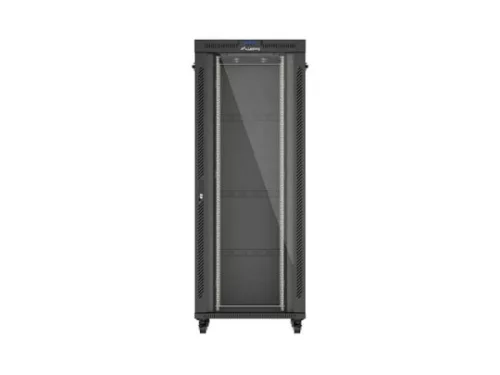 Lanberg FF01-8842-12BL 19" 42U SZÉL:800mm MÉLY:800mm MAG:2122mm LCD lapraszerelt üvegajtós fekete álló rack szekrény