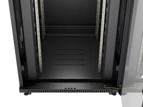 Lanberg FF01-8842-12BL 19" 42U SZÉL:800mm MÉLY:800mm MAG:2122mm LCD lapraszerelt üvegajtós fekete álló rack szekrény