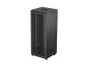 Lanberg FF01-8842-23B 19" 42U SZÉL:800mm MÉLY:800mm MAG:2047mm lapraszerelt hálós fémajtós fekete álló rack szekrény