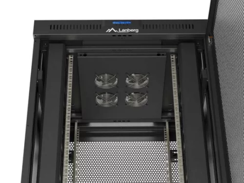 Lanberg FF01-8842-23BL 19" 42U SZÉL:800mm MÉLY:800mm MAG:2122mm lapraszerelt LCD hálós fémajtós fekete álló rack szekrény