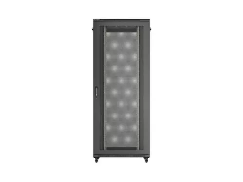 Lanberg FF01-8842-23B 19" 42U SZÉL:800mm MÉLY:800mm MAG:2047mm lapraszerelt hálós fémajtós fekete álló rack szekrény