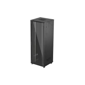   Lanberg FF01-8847-12B 19" 47U SZÉL:800mm MÉLY:800mm MAG:2270mm lapraszerelt üvegajtós fekete álló rack szekrény