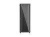 Lanberg FF01-8847-12B 19" 47U SZÉL:800mm MÉLY:800mm MAG:2270mm lapraszerelt üvegajtós fekete álló rack szekrény
