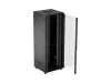 Lanberg FF01-8847-12B 19" 47U SZÉL:800mm MÉLY:800mm MAG:2270mm lapraszerelt üvegajtós fekete álló rack szekrény
