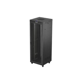   Lanberg FF01-8847-23BL 19" 47U SZÉL:800mm MÉLY:800mm MAG:2343mm lapraszerelt LCD hálós fémajtós fekete álló rack szekrény