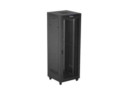 Lanberg FF01-8847-23BL 19" 47U SZÉL:800mm MÉLY:800mm MAG:2343mm lapraszerelt LCD hálós fémajtós fekete álló rack szekrény
