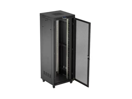 Lanberg FF01-8847-23BL 19" 47U SZÉL:800mm MÉLY:800mm MAG:2343mm lapraszerelt LCD hálós fémajtós fekete álló rack szekrény