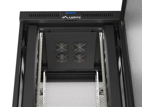 Lanberg FF01-8847-23BL 19" 47U SZÉL:800mm MÉLY:800mm MAG:2343mm lapraszerelt LCD hálós fémajtós fekete álló rack szekrény