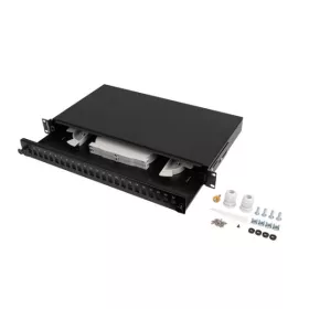   Lanberg FOP1-24SS-LDB 19" 1U 24xSC szimplex 24xLC duplex kihúzható kötőkazettával szerelt fekete optikai patch panel