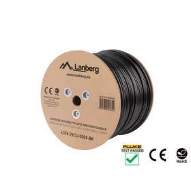   Lanberg LCF5-21CU-0305-BK Cat.5e F/UTP PE CU Fca 100MHz AWG24 305m árnyékolt fekete kültéri kábel