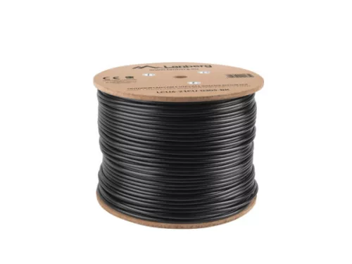 Lanberg LCU6-21CU-0305-BK Cat.6 UTP PE CU Fca 250MHz AWG23 305m árnyékolatlan fekete kültéri kábel
