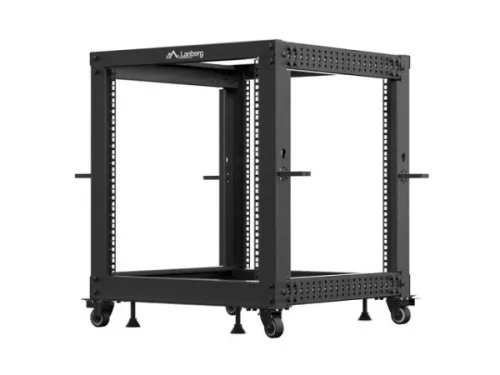 Lanberg OR01-6112-B 19" 12U SZÉL:600mm MÉLY:600-1100mm MAG:711mm lapraszerelt fekete állítható rack keret