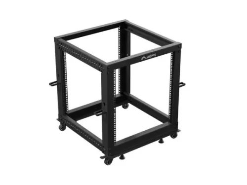 Lanberg OR01-6112-B 19" 12U SZÉL:600mm MÉLY:600-1100mm MAG:711mm lapraszerelt fekete állítható rack keret