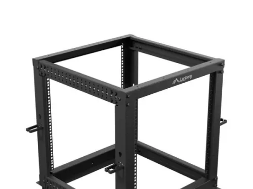 Lanberg OR01-6112-B 19" 12U SZÉL:600mm MÉLY:600-1100mm MAG:711mm lapraszerelt fekete állítható rack keret
