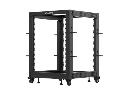 Lanberg OR01-6115-B 19" 15U SZÉL:600mm MÉLY:600-1100mm MAG:844mm lapraszerelt fekete állítható rack keret