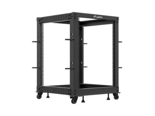 Lanberg OR01-6115-B 19" 15U SZÉL:600mm MÉLY:600-1100mm MAG:844mm lapraszerelt fekete állítható rack keret