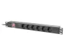 Lanberg PDU-06F-0200-BK 19" 1U 6xSchuko aljzat Schuko csatlakozóvéggel 2m fekete elosztósor kapcsolóval
