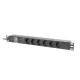 Lanberg PDU-06F-0200-BK 19" 1U 6xSchuko aljzat Schuko csatlakozóvéggel 2m fekete elosztósor kapcsolóval