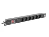 Lanberg PDU-06F-0200-BK 19" 1U 6xSchuko aljzat Schuko csatlakozóvéggel 2m fekete elosztósor kapcsolóval