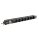 Lanberg PDU-07F-0200-BK 19" 1U 7xSchuko aljzat Schuko csatlakozóvéggel 2m túlfeszültségvédett elosztósor kapcsolóval