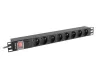 Lanberg PDU-08E-0200-BK 19" 1U 8xSchuko francia aljzat Uni-Schuko csatlakozóvéggel 2m elosztósor kapcsolóval