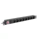 Lanberg PDU-08E-0200-BK 19" 1U 8xSchuko francia aljzat Uni-Schuko csatlakozóvéggel 2m elosztósor kapcsolóval