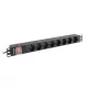 Lanberg PDU-08F-0200-BK 19" 1U 8xSchuko aljzat Schuko csatlakozóvéggel 2m fekete elosztósor kapcsolóval