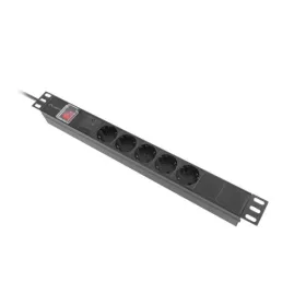   Lanberg PDU-05F-0200-IEC-BK 19" 1U 5xSchuko aljzat C14 csatlakozóvéggel 2m fekete elosztósor kapcsolóval