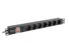 Lanberg PDU-07F-0200-IEC-BK 19" 1U 7xSchuko aljzat C14 csatlakozóvéggel 2m fekete elosztósor kapcsolóval