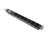 Lanberg PDU-PRO-07F-0200-BK 19"" 1U 7xSchuko aljzat Schuko csatlakozóvéggel 16A SPD-3MP 2m túlfeszültségvédett elosztósor kapcsolóval