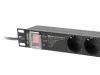 Lanberg PDU-PRO-07F-0200-BK 19"" 1U 7xSchuko aljzat Schuko csatlakozóvéggel 16A SPD-3MP 2m túlfeszültségvédett elosztósor kapcsolóval