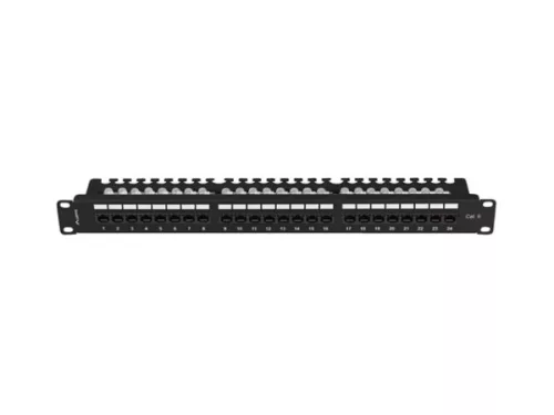 Lanberg PPU6-1124-B 19" 1U Cat.6 UTP 24port árnyékolatlan kábelrendezős fekete patch panel