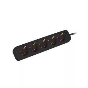   Lanberg PS0-05F-0150-BK 5x Schuko aljzat 10A 1.5m fekete elosztósor