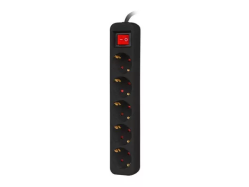 Lanberg PS1-05F-0150-BK 5x Schuko aljzat 10A 1.5m kapcsolós fekete elosztósor
