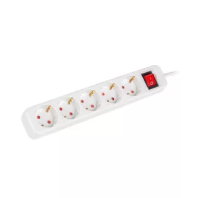   Lanberg PS1-05F-0150-W 5x Schuko aljzat 10A 1.5m kapcsolós fehér elosztósor