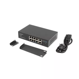   Lanberg RSFE-8P-2GE-120 19/10" 1U 8x100Mbps PoE+ LAN (120W) 2xGbE LAN port nem menedzselhető PoE+ switch