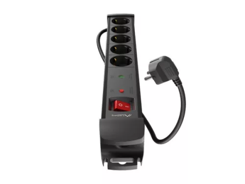 Lanberg SP1-05F-0150-BK 5x Schuko aljzat túlfeszültség ellen védett 1.5m kapcsolós fekete elosztósor