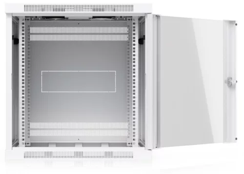 Ubiquiti UACC-RACK-12U-WALL-600-G 19" 12U 635x598x600mm MAX:80kg üvegajtós fehér fali rack szekrény