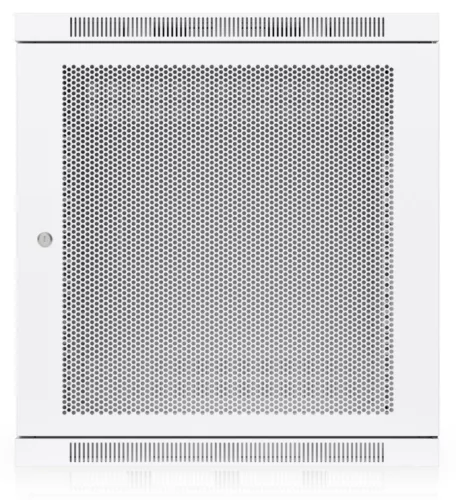 Ubiquiti UACC-RACK-12U-WALL-600-P 19" 12U 635x598x600mm MAX:80kg perforált ajtós fehér fali rack szekrény