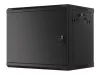 Lanberg WF01-6409-00B 19" 9U SZÉL:600mm MÉLY:450mm MAG:512mm lapraszerelt fémajtós fekete fali rack szekrény