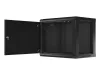 Lanberg WF01-6409-00B 19" 9U SZÉL:600mm MÉLY:450mm MAG:512mm lapraszerelt fémajtós fekete fali rack szekrény