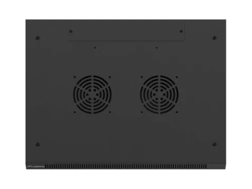 Lanberg WF01-6412-10B 19" 12U SZÉL:600mm MÉLY:450mm MAG:640mm lapraszerelt üvegajtós fekete fali rack szekrény